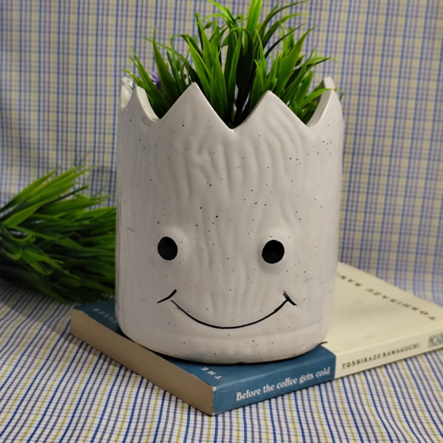 Happy Face Planter - White