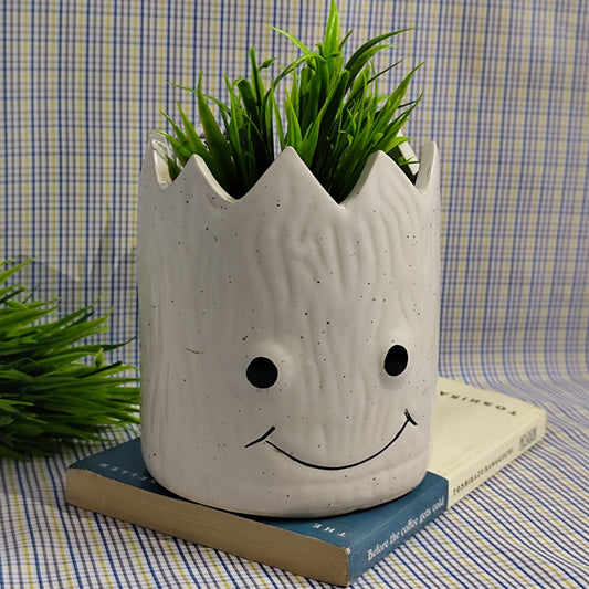 Happy Face Planter - White