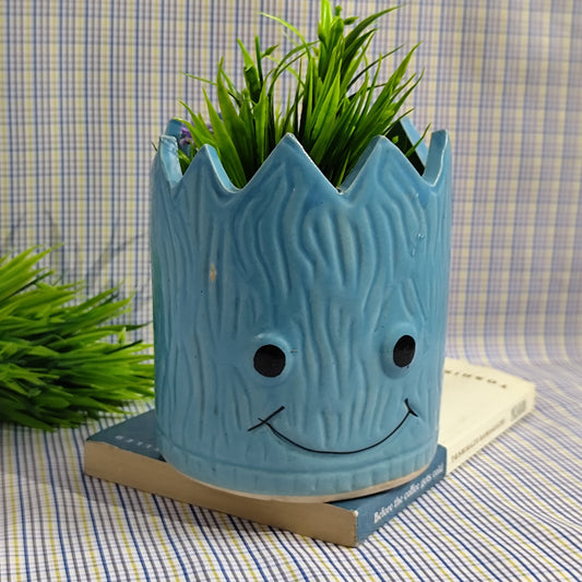 Happy Face Planter - Blue