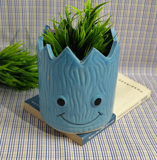 Happy Face Planter - Blue